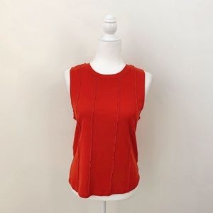 NWT Zara Red Lettuce Trim Detail Tank Top